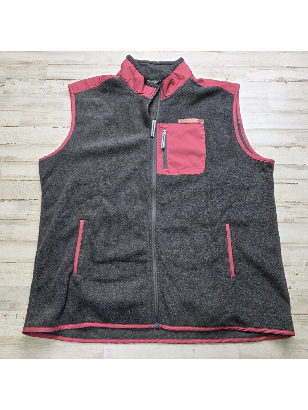 Simply Southern Gray Fleece Vest with Red Accents - Men's XXL